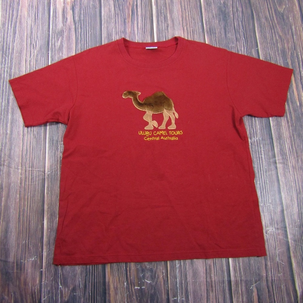 Australian Grown T-Shirt Unisex M Red Embroidered Fur Trim Granny Core